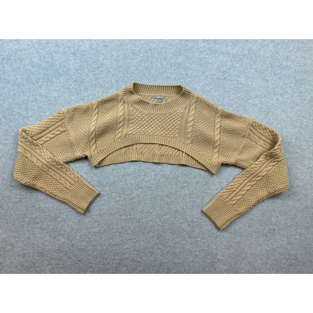 Charlotte Russe Tan Cable Knit Ultra Cropped Shrug Sweater Small